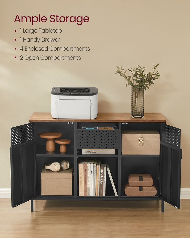 Home Rustic Brown/Black Metal Buffet Cabinet U7E7 - product image 4