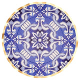 Moroccan Nights Round Bordered Trimmed Paper Disposable Dinner Plates, Blue/Gold, Tile, 10-in, 8-pk, for Mother's Day/Easter H3G3 - product image 1