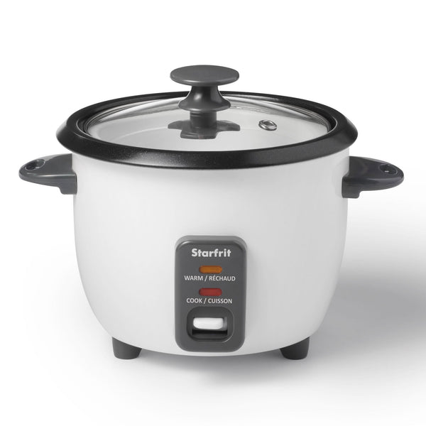 300W 6-Cup White Rice Cooker with Steam Basket O4Q9