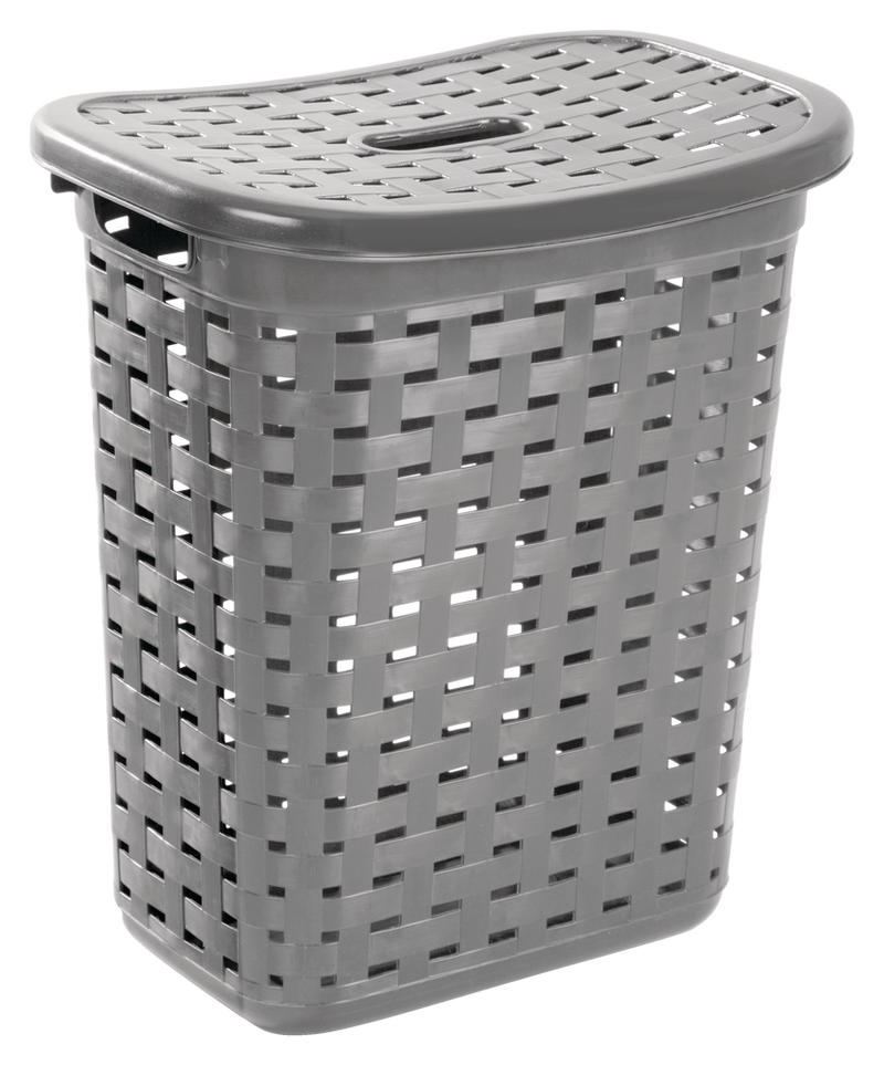 Weave Laundry Hamper, Plastic, Grey F7A4