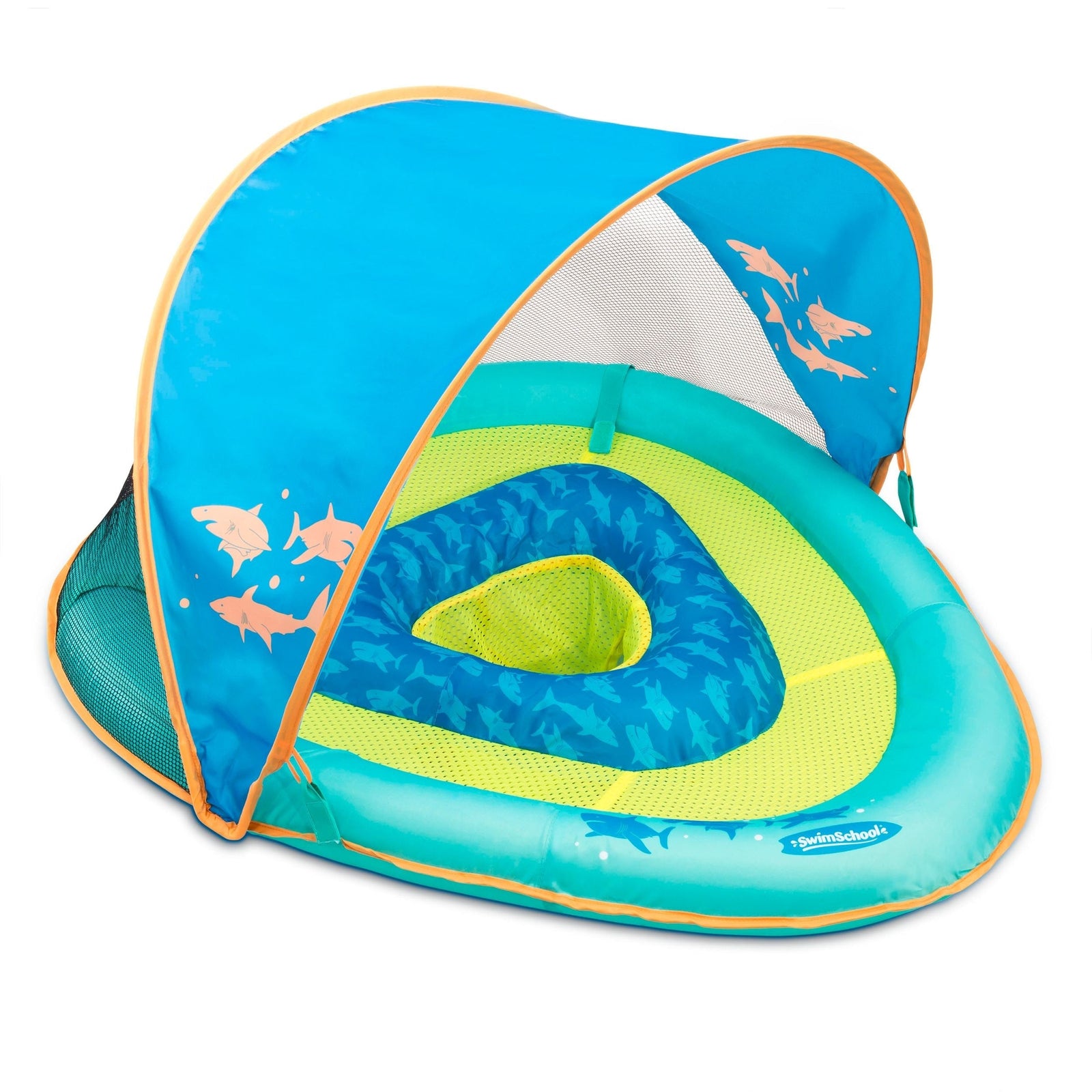 Grow-with-Me Inflatable UV-Protected Baby Swim Float/Boat with Canopy, Blue, Ages 6-24 months X4N5 - product image 1