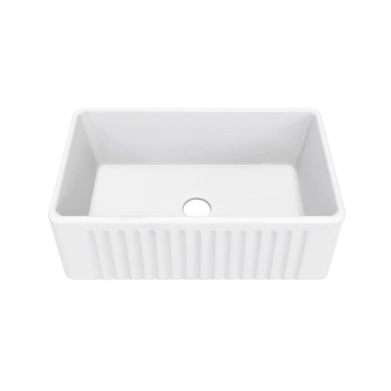 Delice Ceramic Farmhouse Kitchen Sink with Apron, 30-in x 18-in A2G1