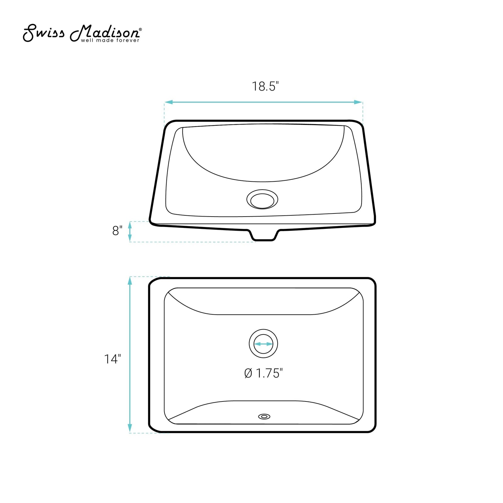 Plaisir 18.5 Rectangular Under-Mount Bathroom Sink R5U3 - product image 7