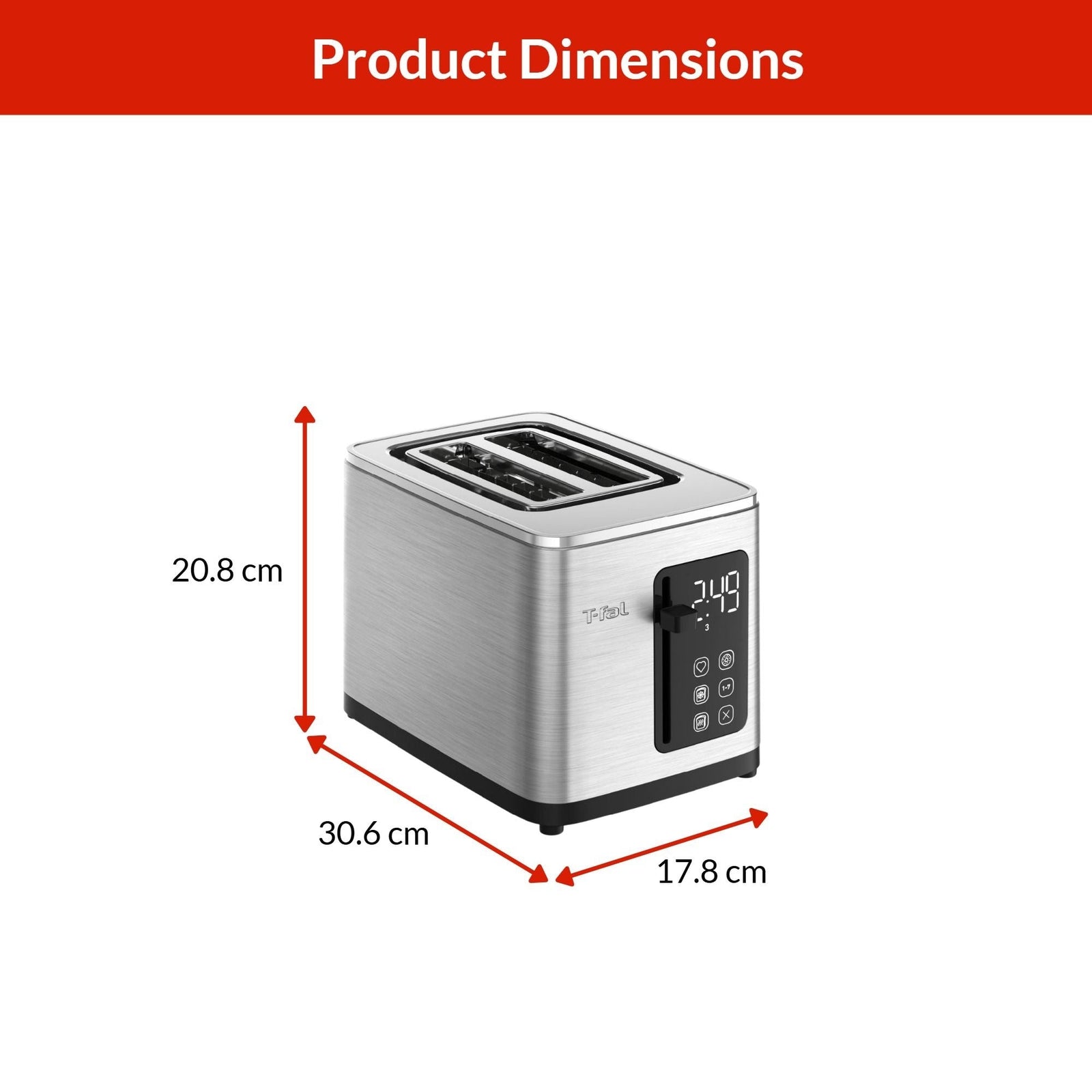 2-Slice Stainless Steel Digital Toaster, Extra wide slots, 7 Browning levels D7U9 - product image 6