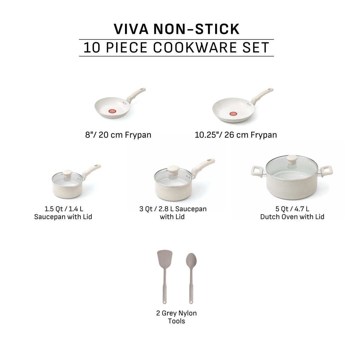 Beige 10-Piece Non-Stick Set, Beige X2Y5 - product image 7