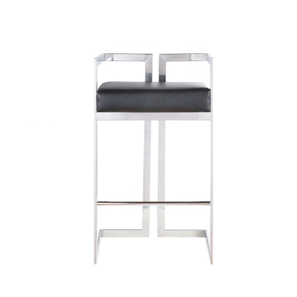 Me Home Black Cushioned Harvey Stool with Silver Frame R4P1 - product image 1
