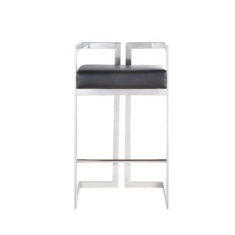 Me Home Black Cushioned Harvey Stool with Silver Frame H8Y5