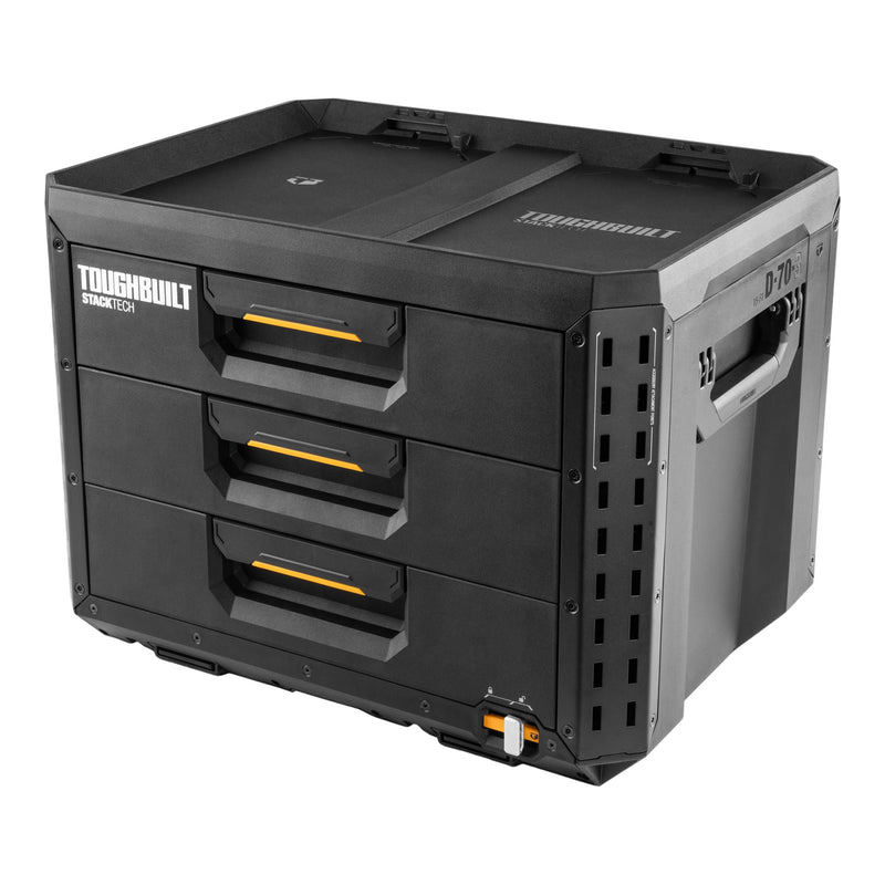 StackTech XL 3-Drawer Auto-Locking Portable Modular Tool Box, Black R0P7