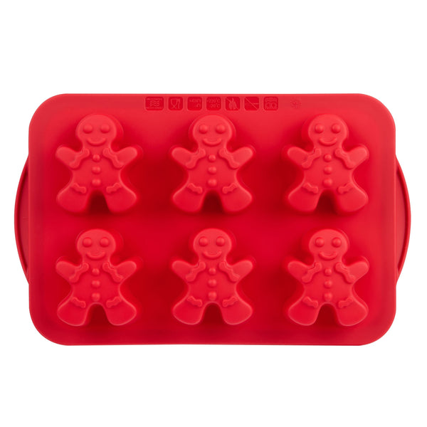 Dishwasher Safe Red Silicone Gingerbread Pan, 6-pk E3V6