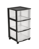 type A Clear Black Frame 3-Drawer Storage Tower/Cart with Wheels, 24-in W3E9 - product image 1