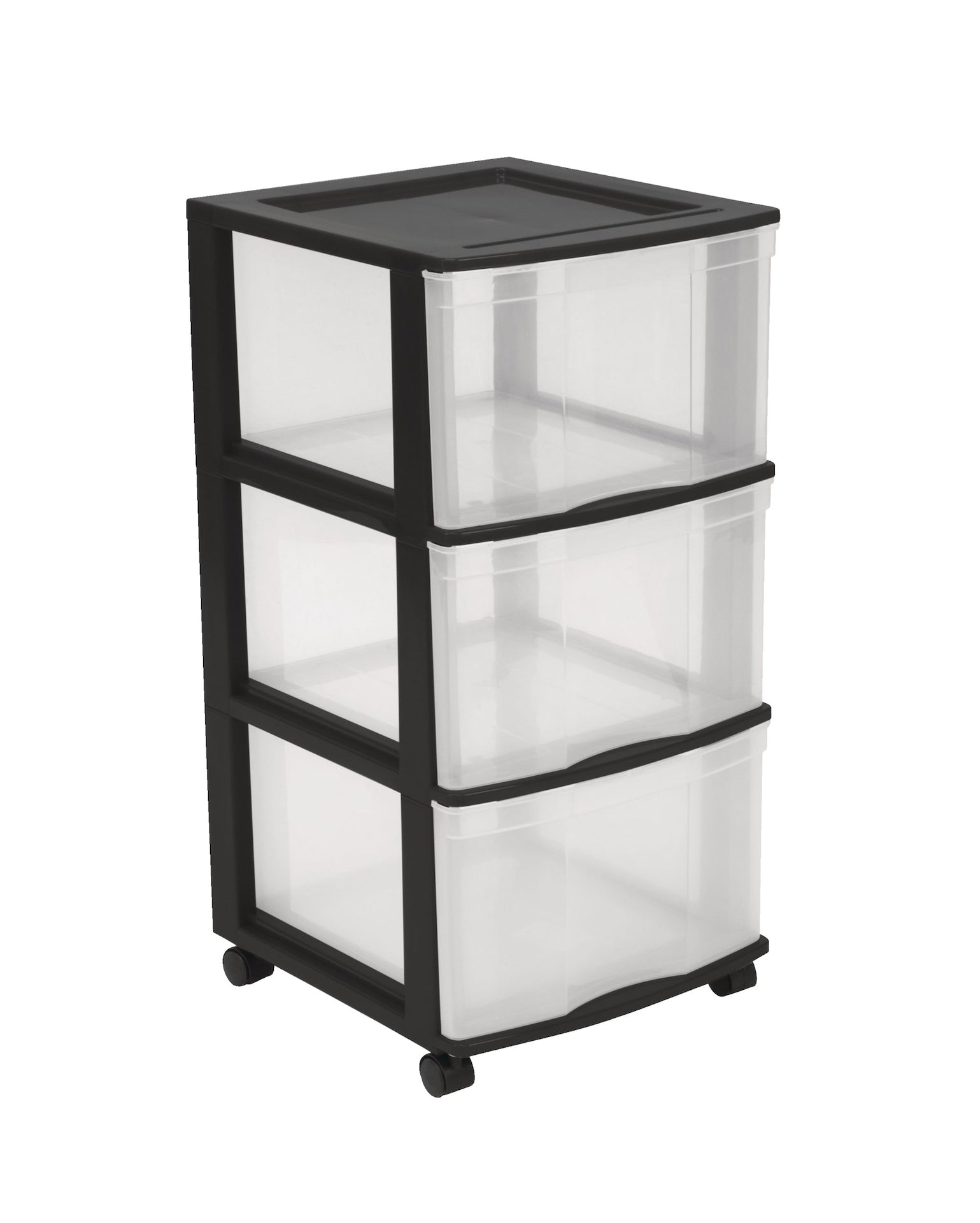 type A Clear Black Frame 3-Drawer Storage Tower/Cart with Wheels, 24-in W3E9 - product image 1