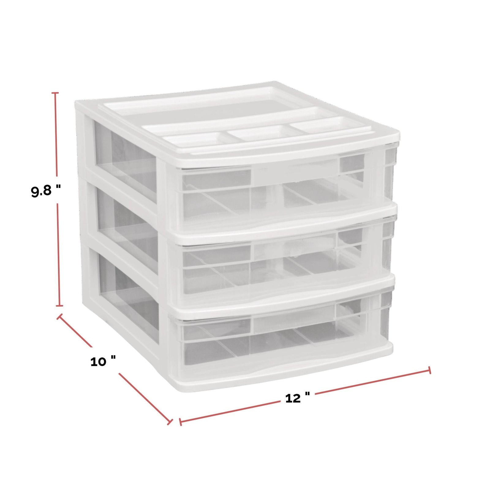 type A Desk Clear White Frame 3-Drawer Storage Tower, 10-in V6P8 - product image 4