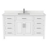 Bathe Terrence Undermount Single Sink Stone Top Bathroom Vanity with Drawer & Cabinet Organizer, White, 60-in C9Q9 - product image 1