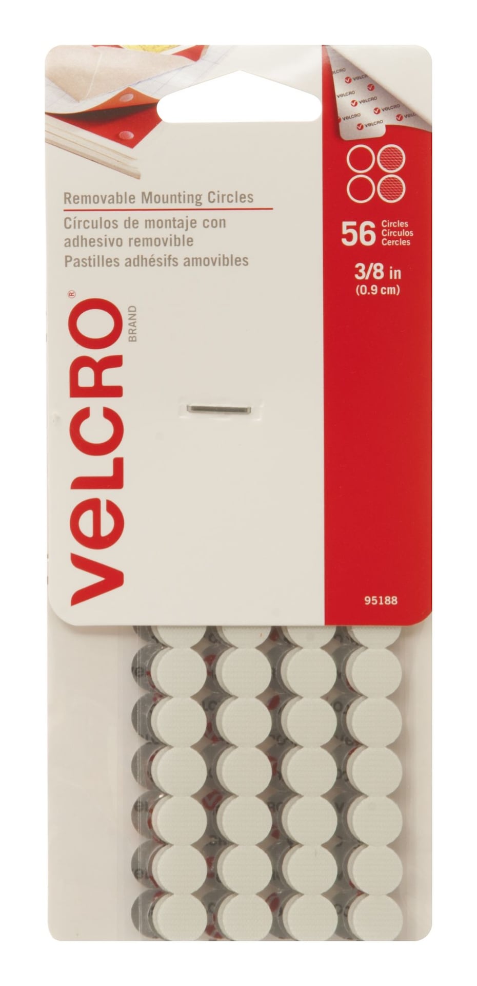 Removeable Adhesive Peel and Stick Mounting Circles, White, 3/8-in, 56-pk Q6Z8 - product image 1