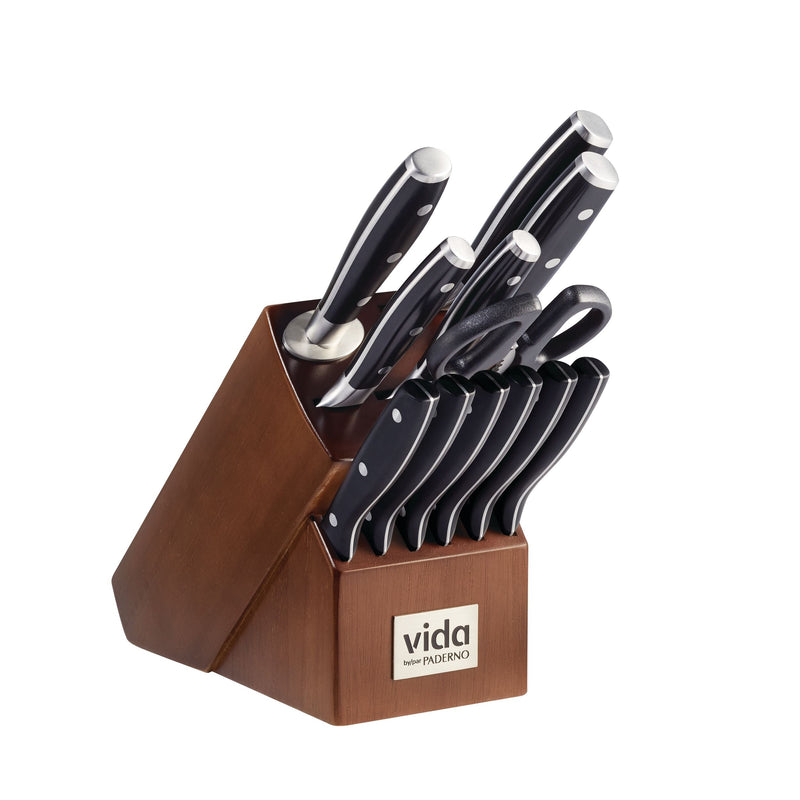 Japanese Steel Knife Block Set, Ergonomic Grip, 14-pc H7X3