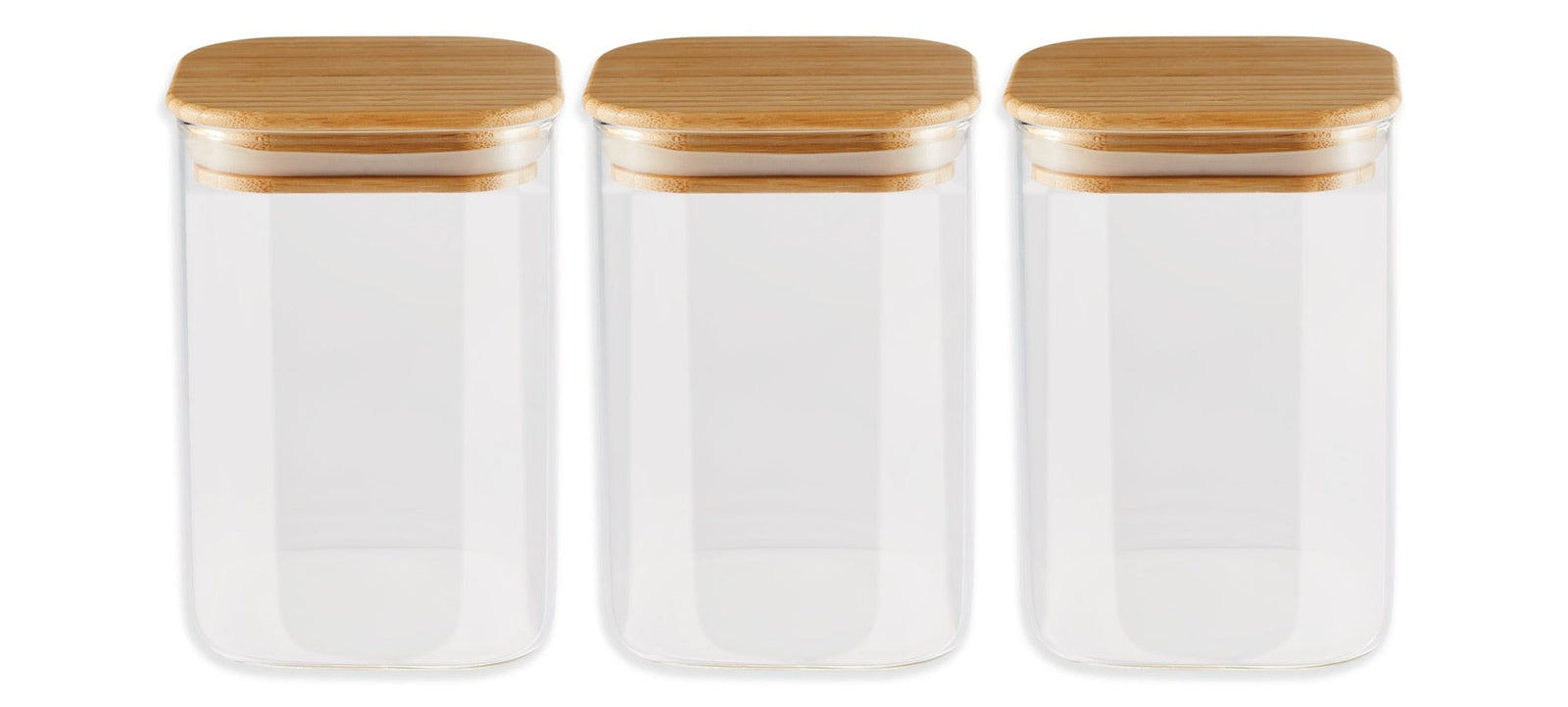 Square Glass Pantry Storage Container Set with Airtight Bamboo Lid, 3 Count S4Q9 - product image 1