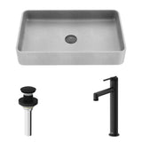 Basilica Gothic ConcretoStone Grey Bathroom Sink/Basin Set with Sterling Faucet and Rectangular Vessel V9L0 - product image 2