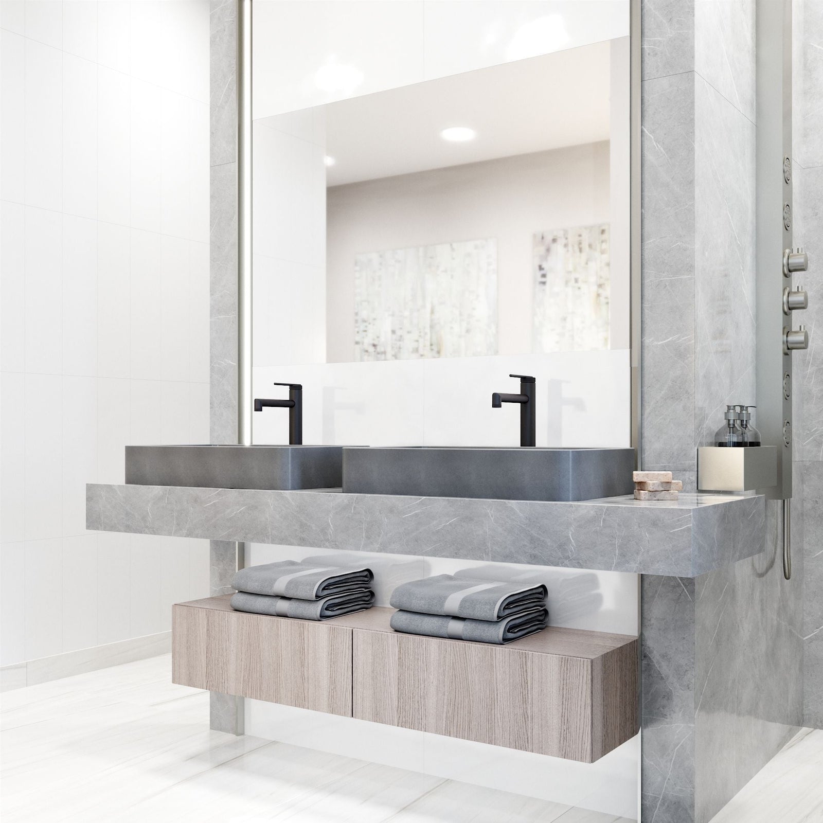 Basilica Gothic ConcretoStone Grey Bathroom Sink/Basin Set with Sterling Faucet and Rectangular Vessel T7S4 - product image 6