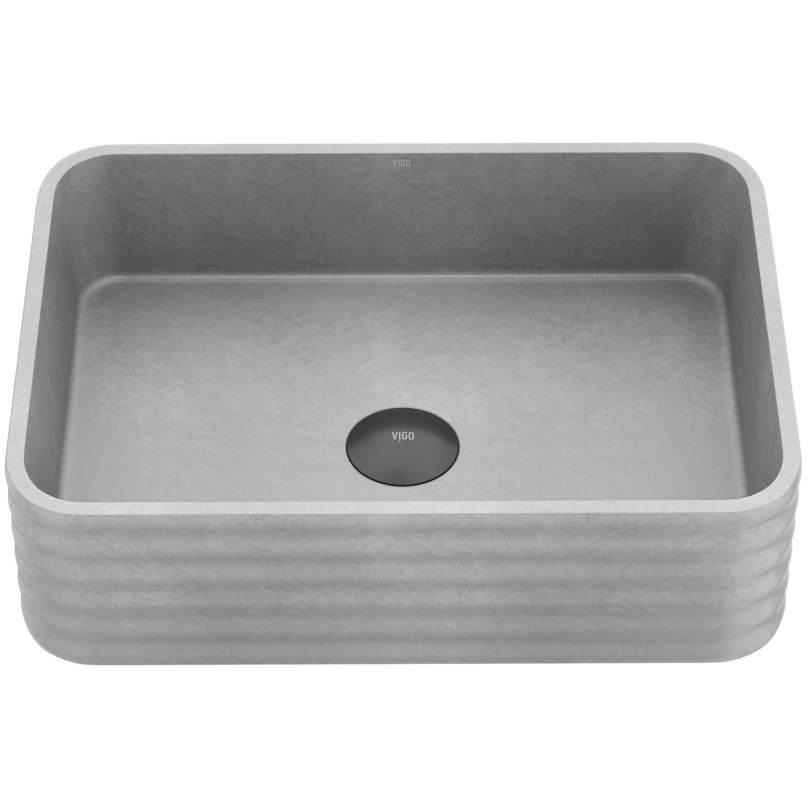 Cadman ConcretoStone 18-in Deep Grey Bathroom Sink/Basin with Rectangular Fluted Vessel Y3Y4 - product image 1