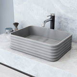 Cadman ConcretoStone 18-in Deep Grey Bathroom Sink/Basin with Rectangular Fluted Vessel Q6T0 - product image 5
