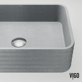 Cadman ConcretoStone 18-in Deep Grey Bathroom Sink/Basin with Rectangular Fluted Vessel Q6T0 - product image 8