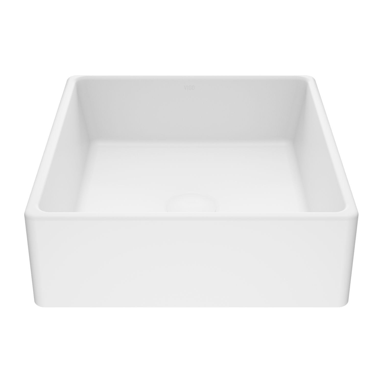 Dianthus Matte Stone Square Vessel Bathroom Sink, Above-Counter Installation, White M1L7 - product image 1