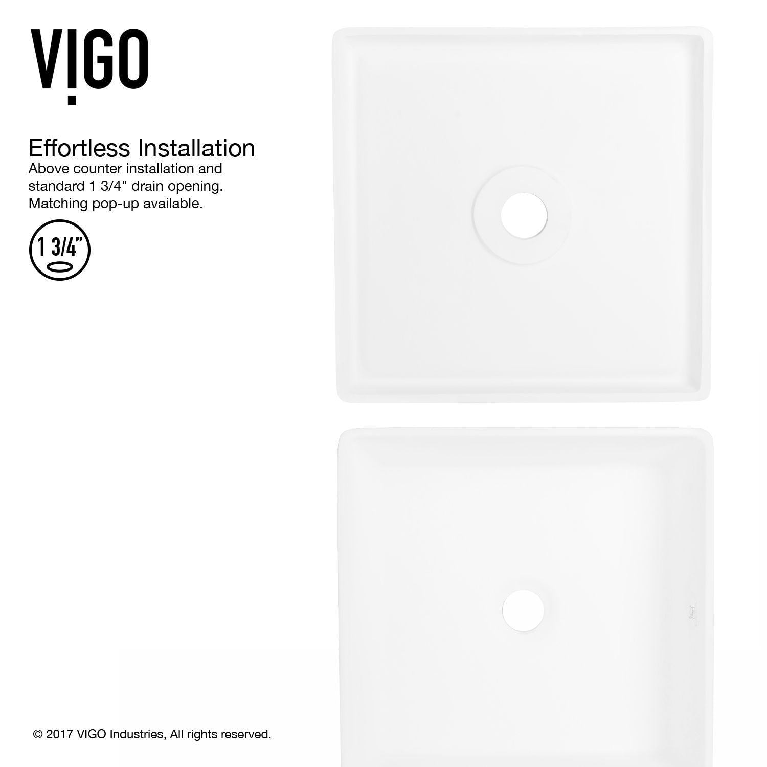Dianthus Matte Stone Square Vessel Bathroom Sink, Above-Counter Installation, White M1L7 - product image 5