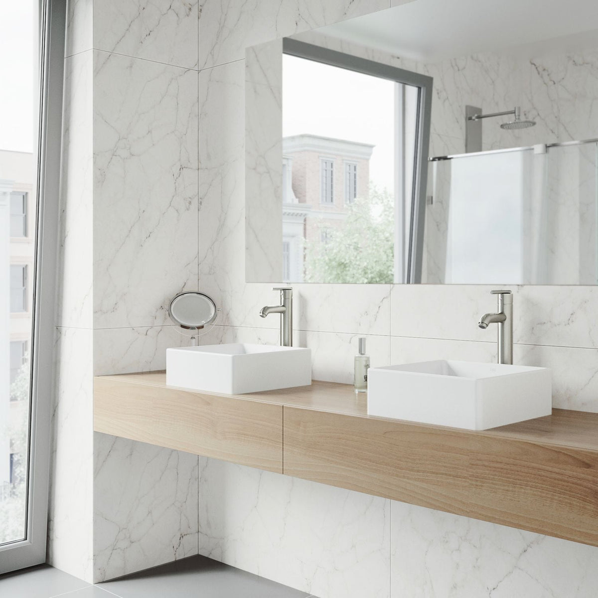 Dianthus Matte Stone Square Vessel Bathroom Sink, Above-Counter Installation, White M1L7 - product image 7