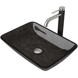 Glass Grey Onyx Bathroom Sink/Basin Set with Lexington Faucet and Rectangular Vessel O3T8 - product image 1