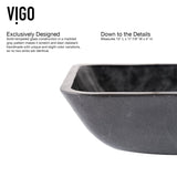 Glass Grey Onyx Bathroom Sink/Basin Set with Lexington Faucet and Rectangular Vessel O3T8 - product image 8