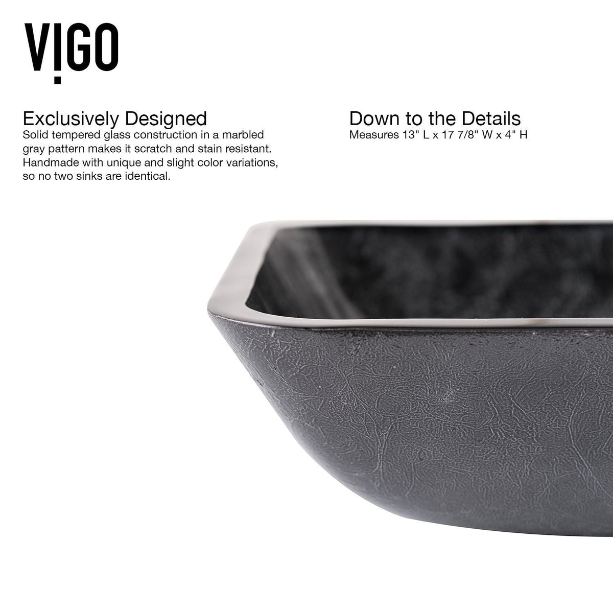 Glass Grey Onyx Bathroom Sink/Basin Set with Lexington Faucet and Rectangular Vessel O3T8 - product image 8