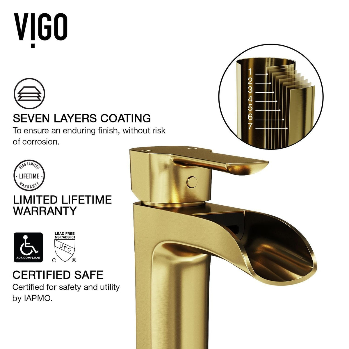 Glass Grey Onyx Bathroom Sink/Basin Set with Matte Gold Niko Faucet and Rectangular Vessel G2A5 - product image 5