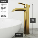 Glass Grey Onyx Bathroom Sink/Basin Set with Matte Gold Niko Faucet and Rectangular Vessel G2A5 - product image 7