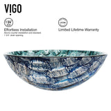 Glass Oceania Blue Bathroom Sink/Basin Set with Linus Faucet and Round Vessel F8G8 - product image 5