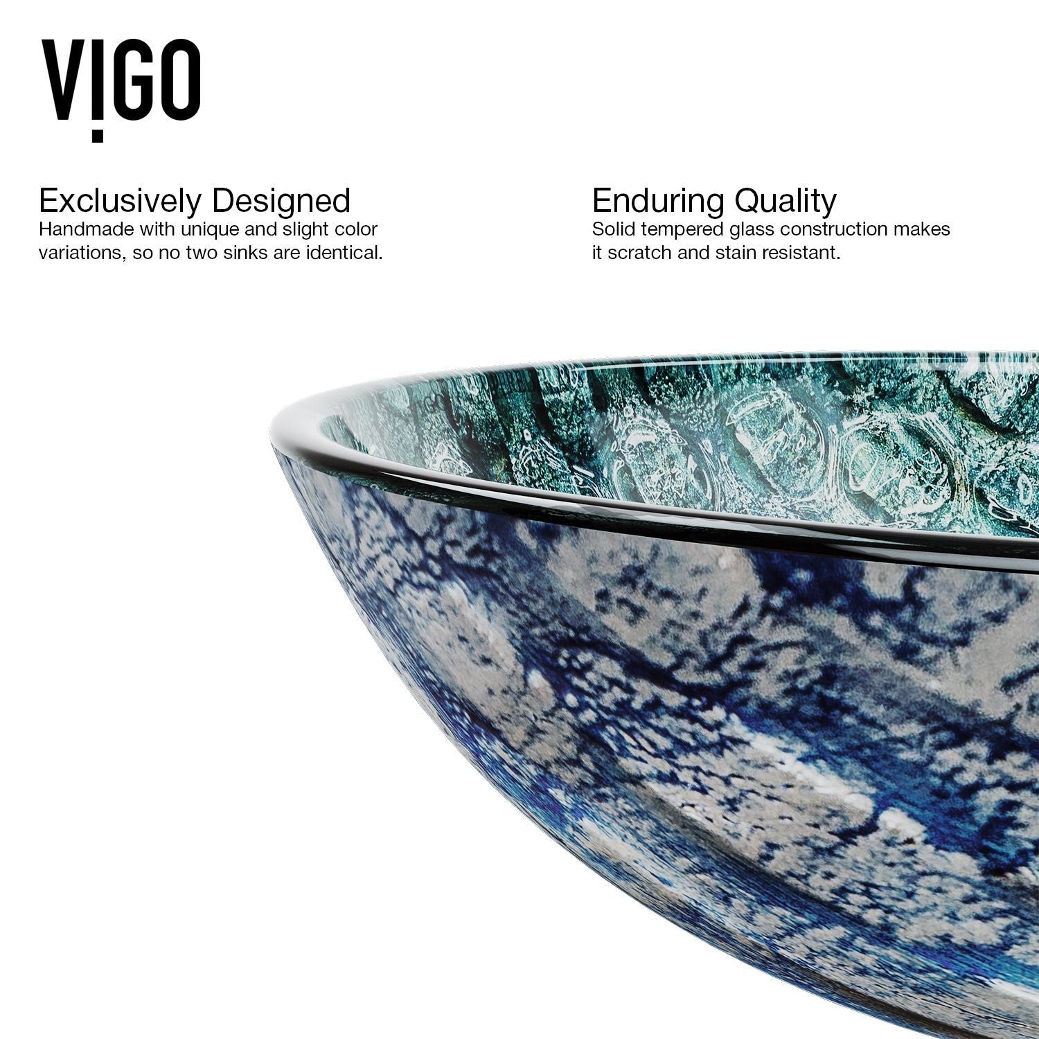 Glass Oceania Blue Bathroom Sink/Basin Set with Linus Faucet and Round Vessel N2R8 - product image 8