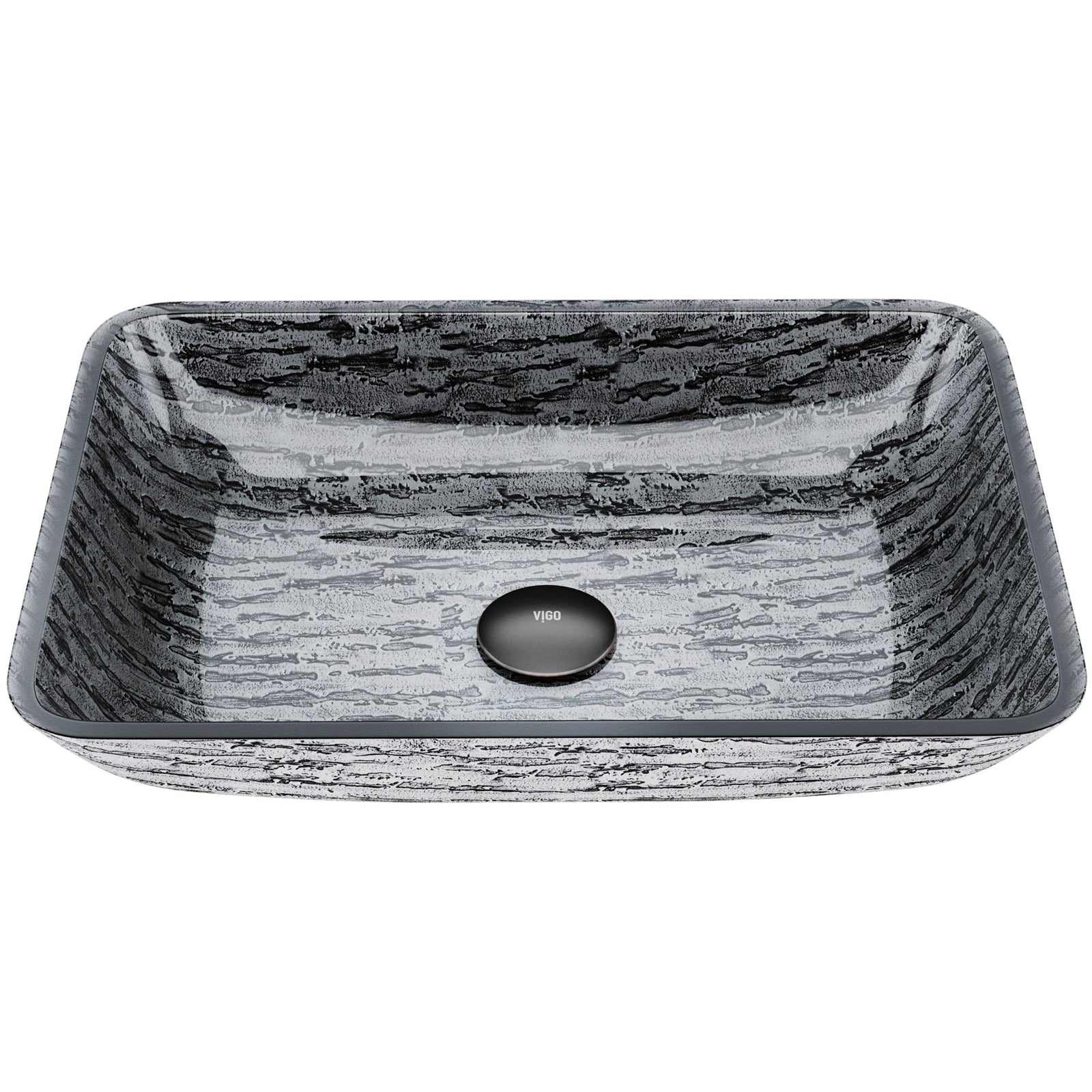 Glass Rectangular Vessel Bathroom Sink/Basin with Rounded Edges & Deep Bowl, Titanium K1E7 - product image 1