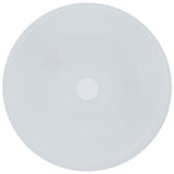 Glass Round Vessel Bathroom Sink/Basin with Rounded Edges & Deep Bowl, White A5K4 - product image 1
