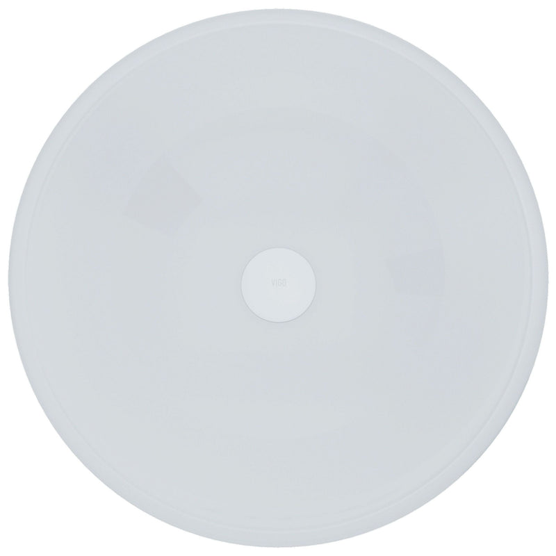 Glass Round Vessel Bathroom Sink/Basin with Rounded Edges & Deep Bowl, White A5K4