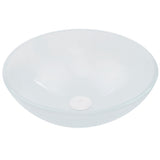 Glass Round Vessel Bathroom Sink/Basin with Rounded Edges & Deep Bowl, White A5K4 - product image 2