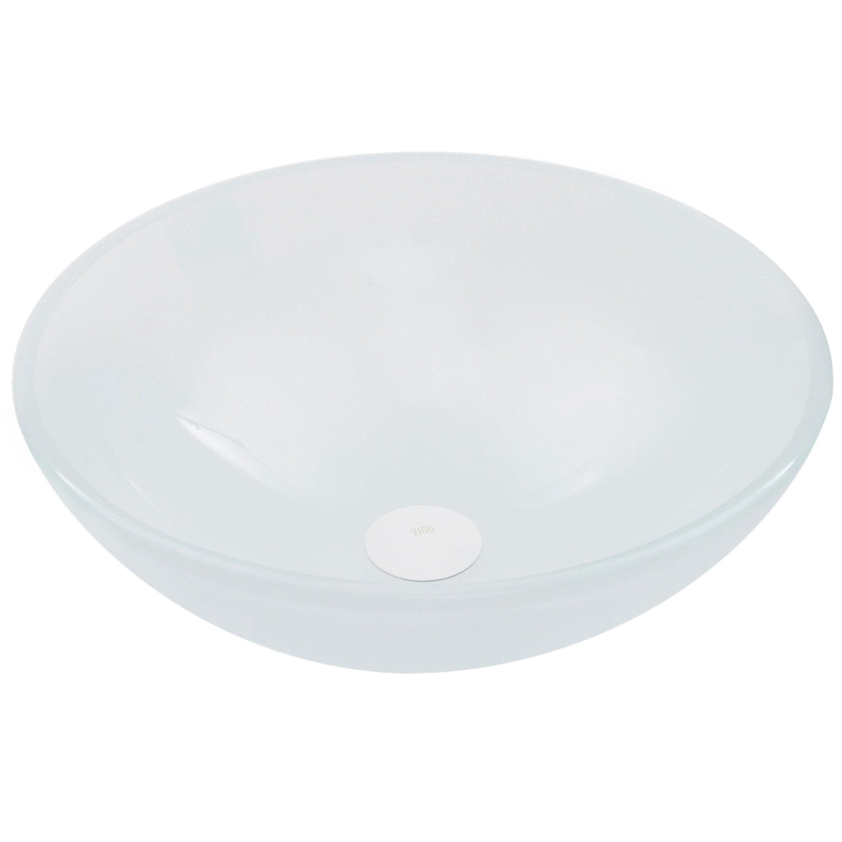 Glass Round Vessel Bathroom Sink/Basin with Rounded Edges & Deep Bowl, White U5H7 - product image 2