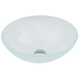 Glass Round Vessel Bathroom Sink/Basin with Rounded Edges & Deep Bowl, White U5H7 - product image 3