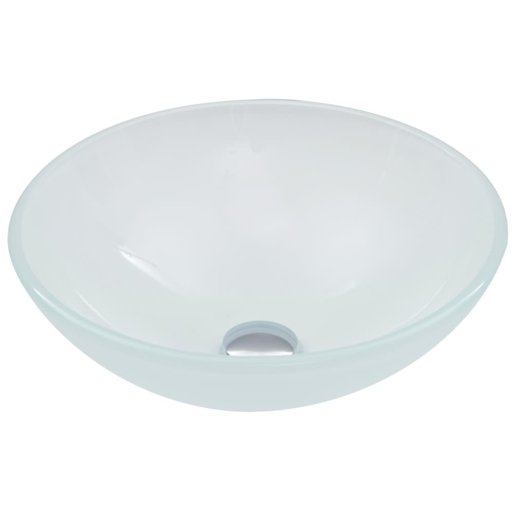 Glass Round Vessel Bathroom Sink/Basin with Rounded Edges & Deep Bowl, White U5H7 - product image 3