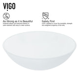 Glass Round Vessel Bathroom Sink/Basin with Rounded Edges & Deep Bowl, White U5H7 - product image 5