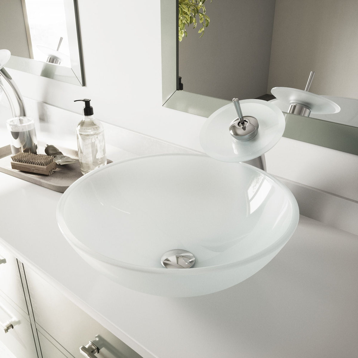 Glass Round Vessel Bathroom Sink/Basin with Rounded Edges & Deep Bowl, White A5K4 - product image 7