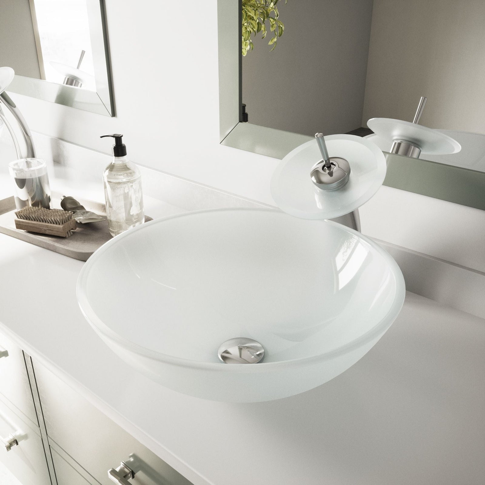 Glass Round Vessel Bathroom Sink/Basin with Rounded Edges & Deep Bowl, White U5H7 - product image 7