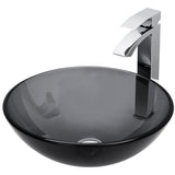 Glass Sheer Black Bathroom Sink/Basin Set with Duris Faucet and Round Vessel B2S3 - product image 1