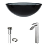 Glass Sheer Black Bathroom Sink/Basin Set with Duris Faucet and Round Vessel N9Y1 - product image 2