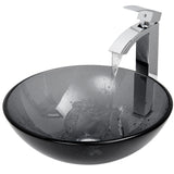 Glass Sheer Black Bathroom Sink/Basin Set with Duris Faucet and Round Vessel N9Y1 - product image 3