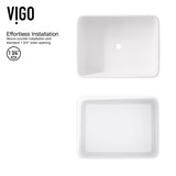 Jasmine MatteStone White Bathroom Sink/Basin Set with Amada Faucet and Rectangular Composite Vessel A3L1 - product image 6