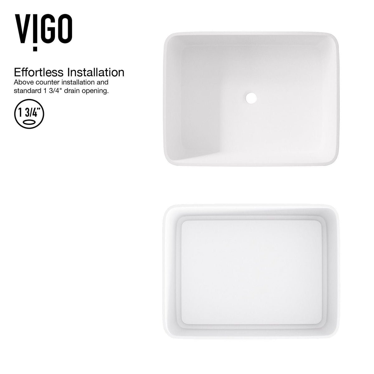 Jasmine MatteStone White Bathroom Sink/Basin Set with Amada Faucet and Rectangular Composite Vessel A3L1 - product image 6